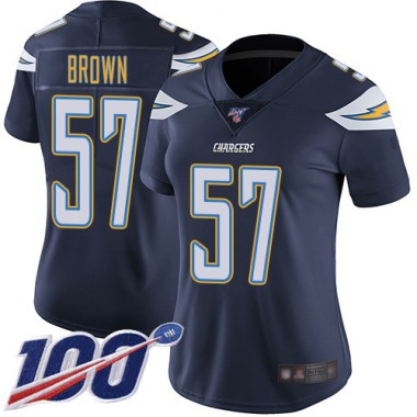 Los Angeles Chargers NFL Football Jatavis Brown Navy Blue Jersey Women Limited #57 Home 100th Season Vapor Untouchable->youth nfl jersey->Youth Jersey